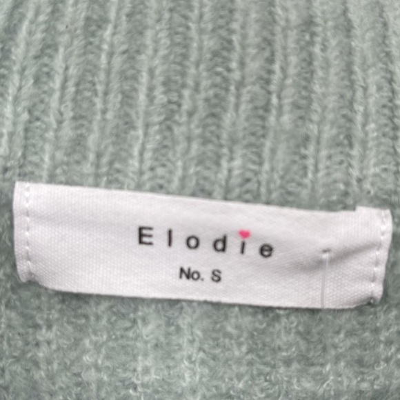 Elodie Pointelle Sleeve Crewneck Sweater Seafoam Green Detailed Sleeve - Picture 4 of 8